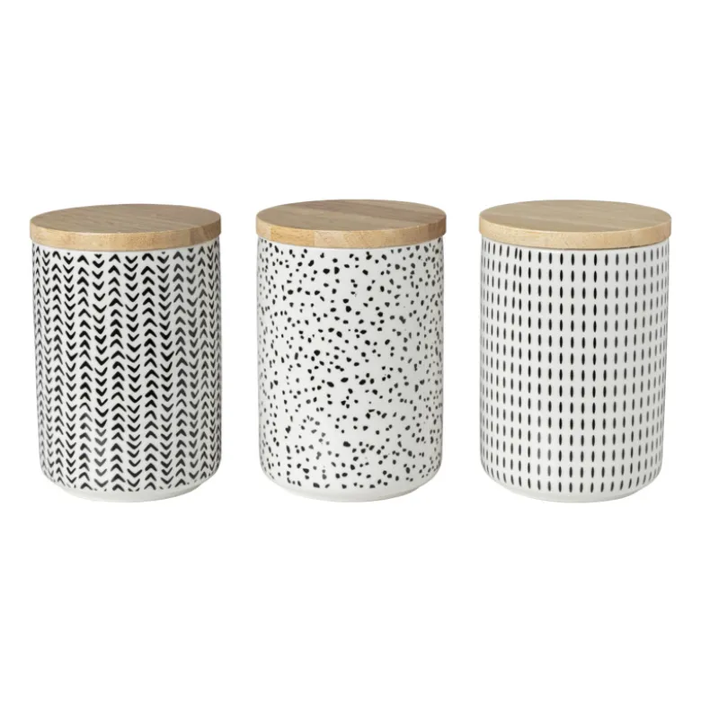 Voorraadpot Kasitoo streep - zwart/wit - 600 ml
