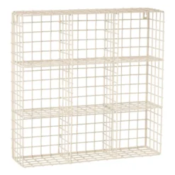 Wandrek wire 9 vakken - beige - 40x40x10 cm
