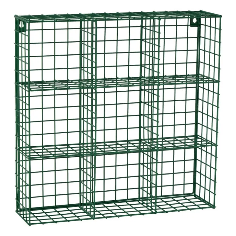 Wandrek wire 9 vakken - groen - 40x40x10 cm