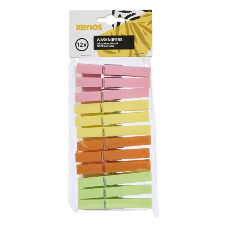 Wasknijpers - multikleur - set van 12