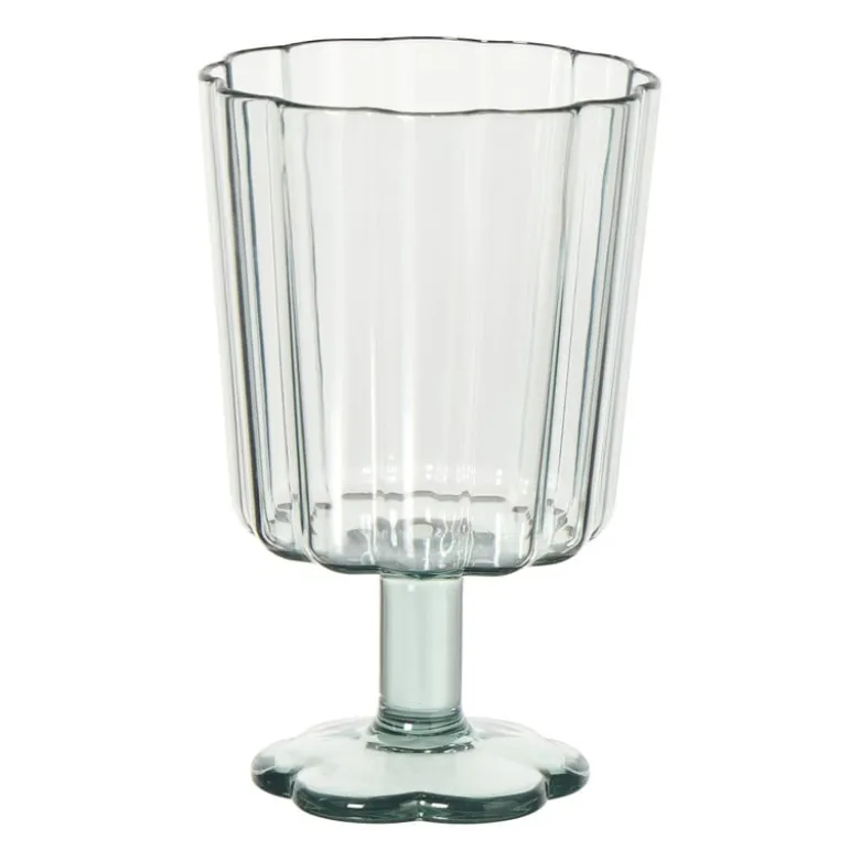 Waterglas op stam geschulpt - groen - 340 ml