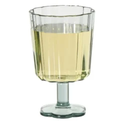 Waterglas op stam geschulpt - groen - 340 ml