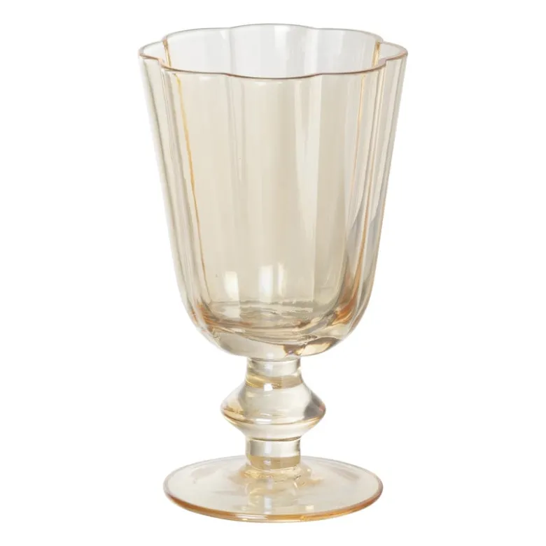 Waterglas op stam geschulpt - goudkleurig - 250 ml