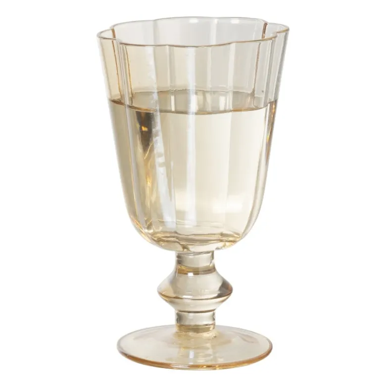 Waterglas op stam geschulpt - goudkleurig - 250 ml