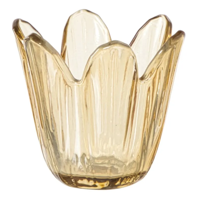 Waxinelichthouder bloem - geel - ø8.5x8 cm