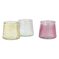 Waxinelichthouder geel - glas - ø8.3x7.3 cm