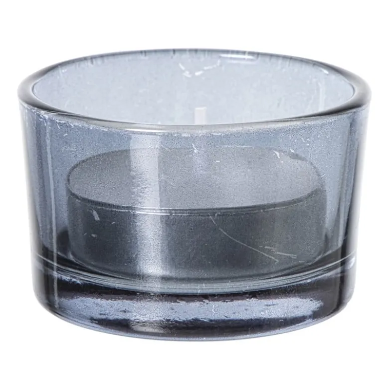 Waxinelichthouder smoked - zwart - ø5x3.2 cm