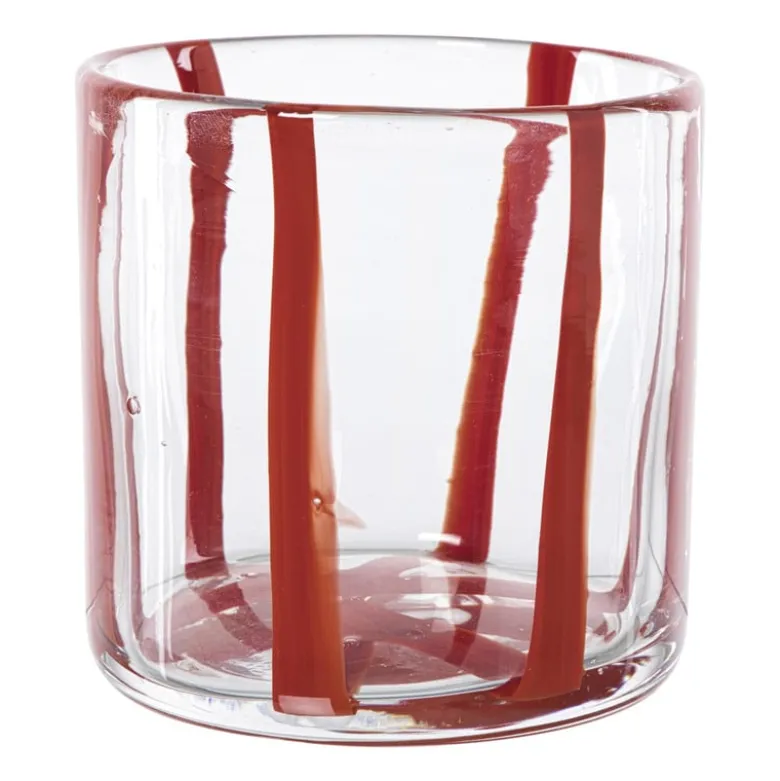 Waxinelichthouder streep - rood - ø10x10 cm