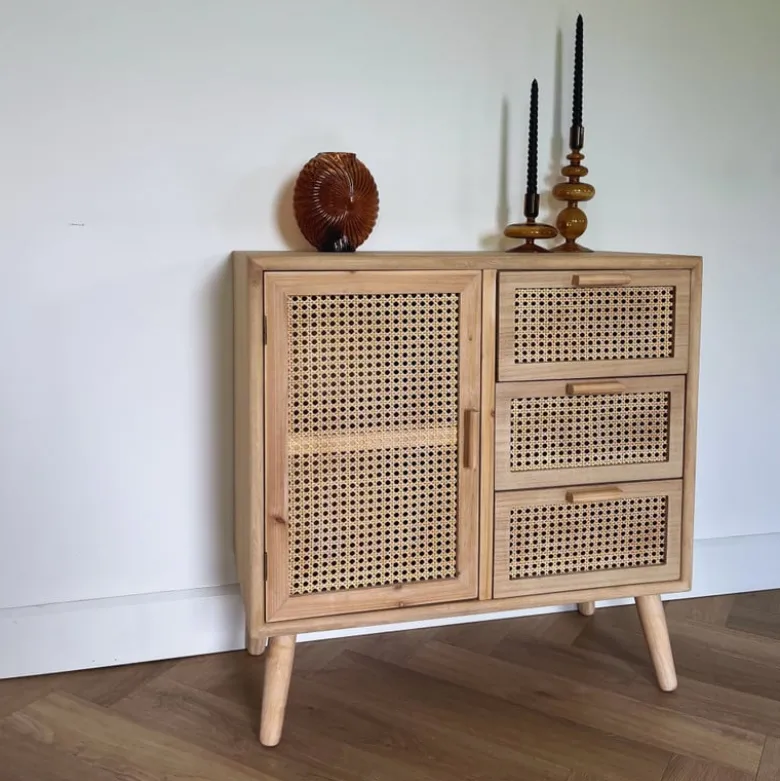 Webbing Java kast met 1 deur en 3 laden - 75x74.5x35 cm
