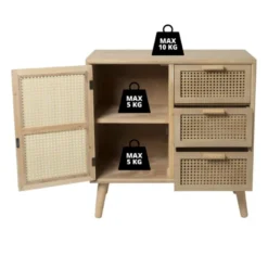 Webbing Java kast met 1 deur en 3 laden - 75x74.5x35 cm