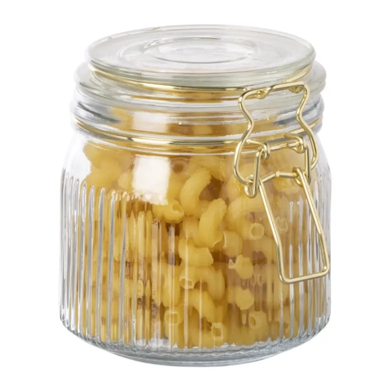 Weckpot ribbel met gouden deksel - 500 ml
