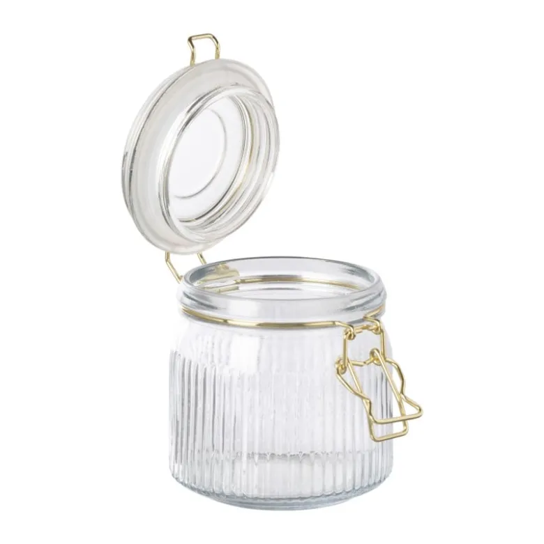 Weckpot ribbel met gouden deksel - 500 ml