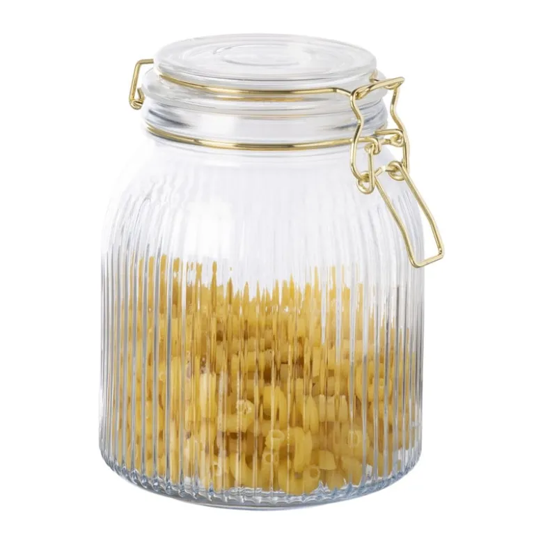 Weckpot ribbel met gouden deksel - 1.2 liter