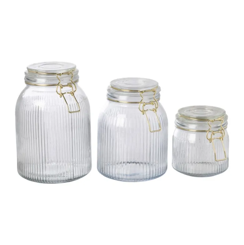 Weckpot ribbel met gouden deksel - 1.2 liter