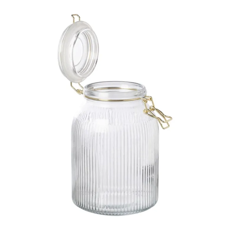 Weckpot ribbel met gouden deksel - 1.7 liter