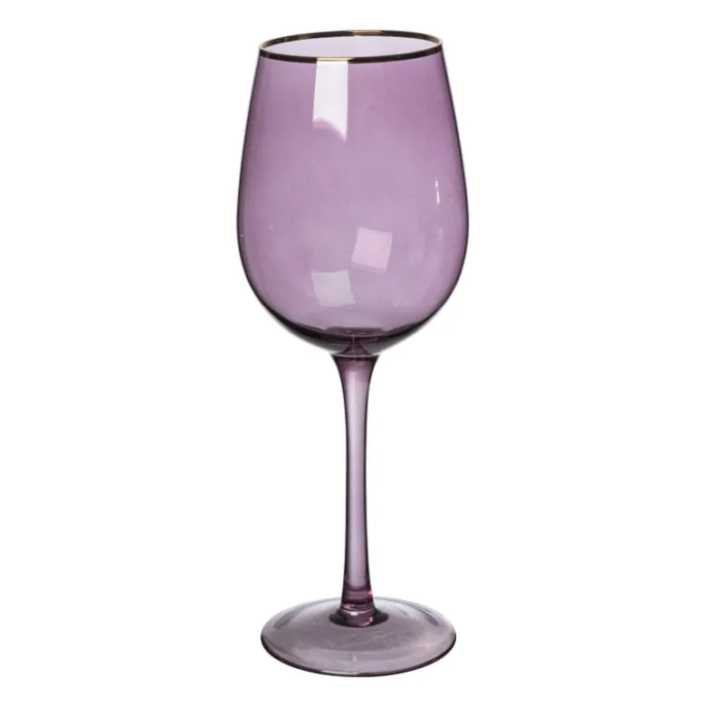 Wijnglas gouden rand - paars - 380 ml