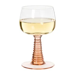 Wijnglas ribbel - roze - 220 ml