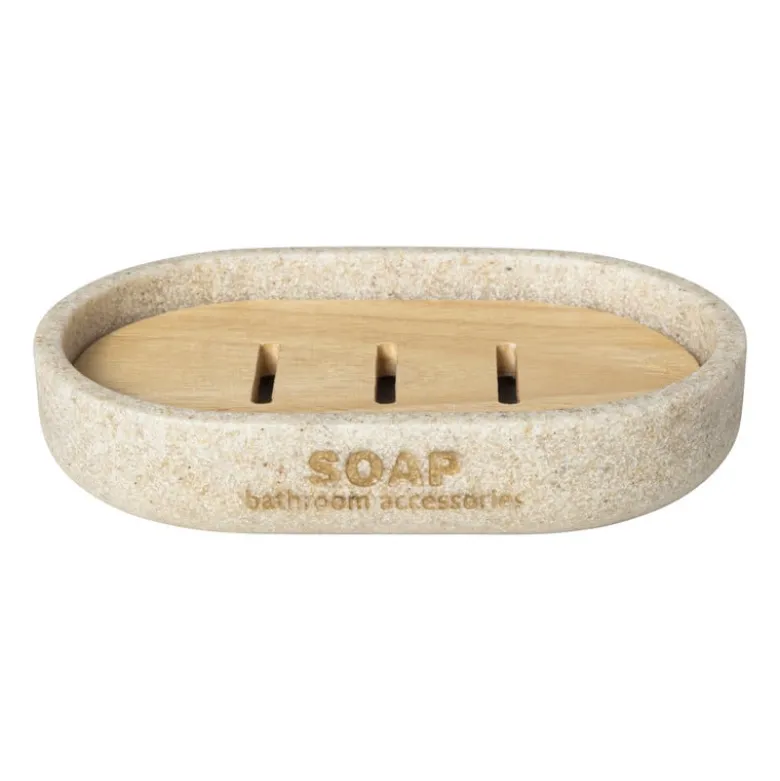 Zeepbakje sand - beige - 12.9x8.4x2.5 cm