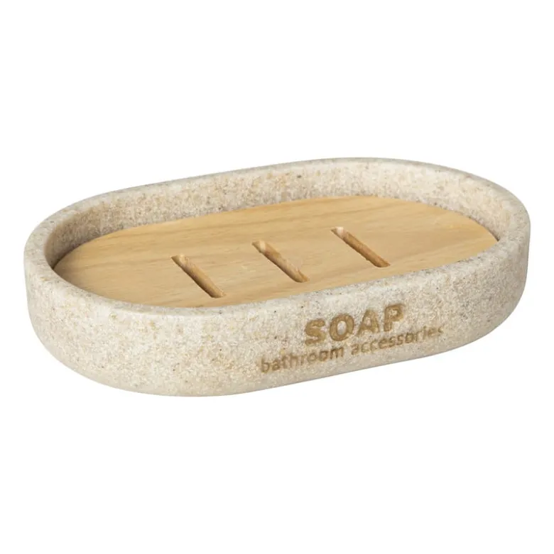 Zeepbakje sand - beige - 12.9x8.4x2.5 cm