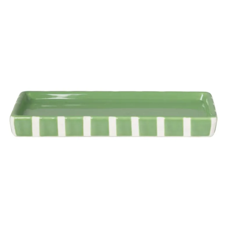 Zeepschaaltje blokjes - groen/wit - 1.3x15.8x8.3 cm