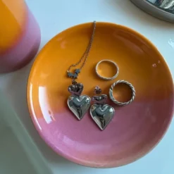 Zeepschaaltje duo - oranje/roze - ø11x2.2 cm