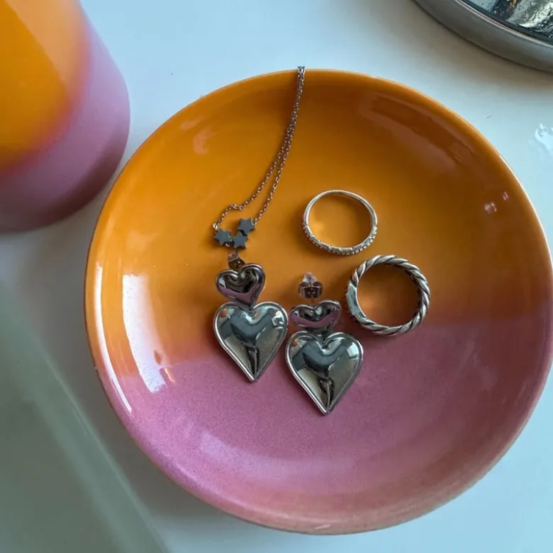 Zeepschaaltje duo - oranje/roze - ø11x2.2 cm