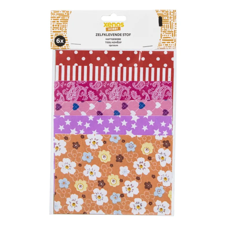 Zelfklevende stof - multikleur - set van 6