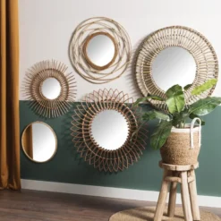 Zonnespiegel rotan - ø76 cm