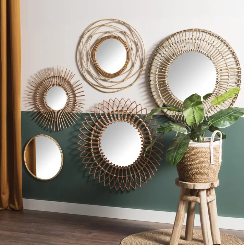 Zonnespiegel rotan - ø76 cm