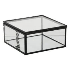 Zwart box glas groot - zwart/transparant - 6x14x14 cm