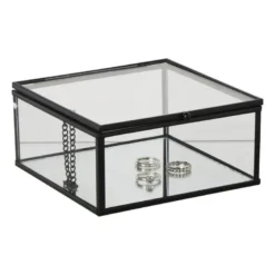 Zwart box glas groot - zwart/transparant - 6x14x14 cm