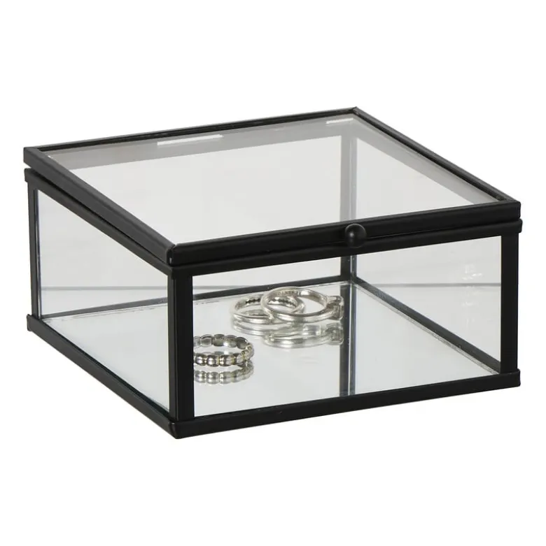 Zwart box glas klein - zwart/transparant - 5x10x10 cm