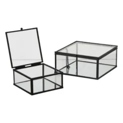 Zwart box glas klein - zwart/transparant - 5x10x10 cm
