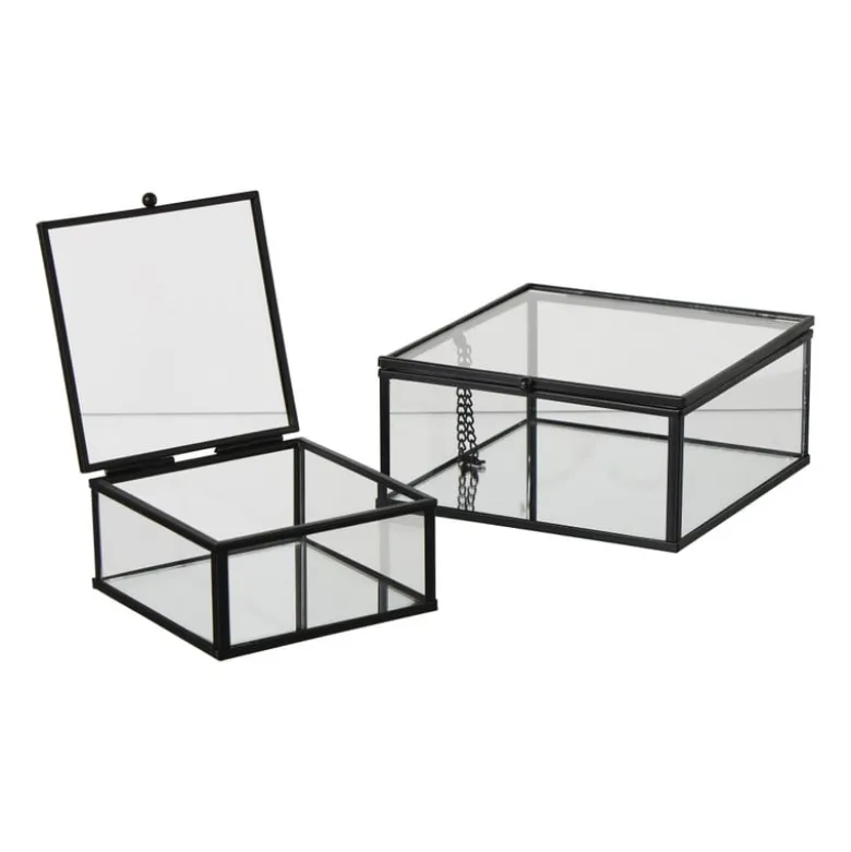 Zwart box glas klein - zwart/transparant - 5x10x10 cm