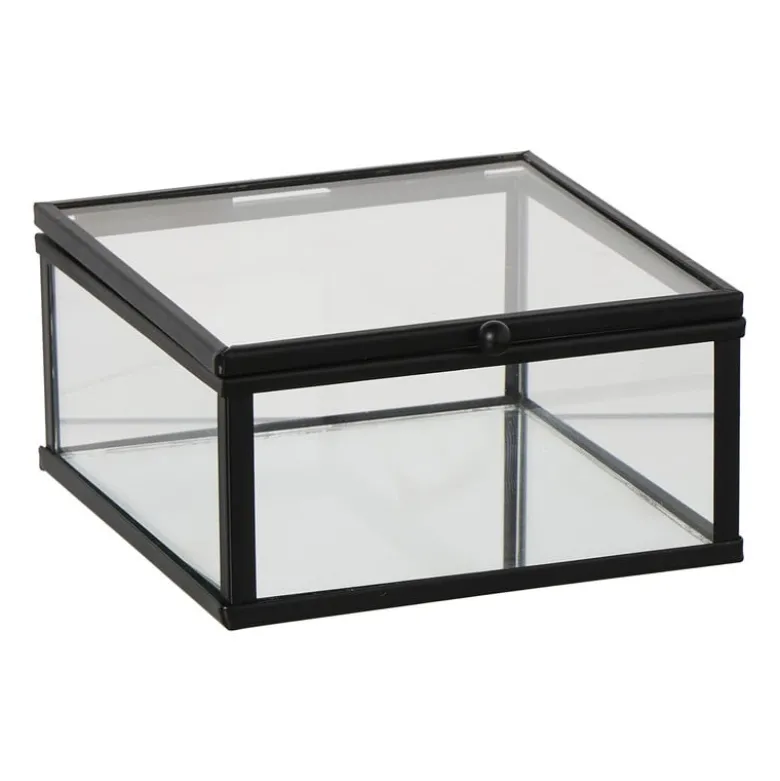 Zwart box glas klein - zwart/transparant - 5x10x10 cm